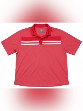 Callaway Coral-Red Men's Golf Polo with White Chest Stripes